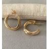 Boucles d'oreilles demi créoles 3 anneaux en plaqué or 18 carats 750/000