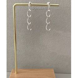 Boucles D'oreilles Pendantes Spirales En Argent Massif 925/1000