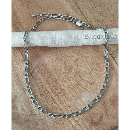 Chaîne Maille Figaro 50CM X 4mm En Argent Massif Vieilli 925/000