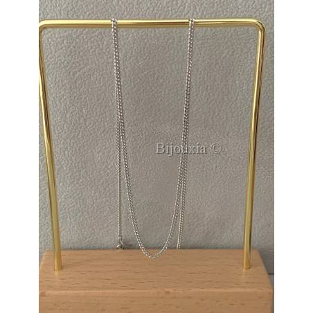 Chaîne Gourmette Robuste Argent Massif Rhodié Longueur CHOIX 40/42/45/50/55/60CM