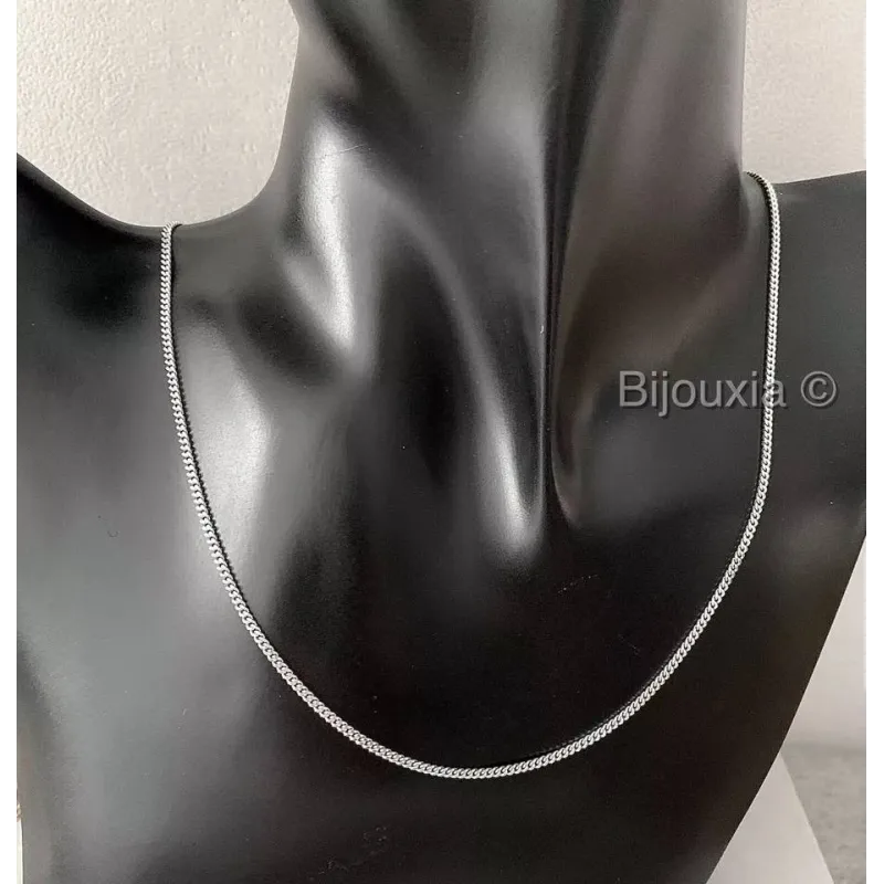 Chaîne Gourmette Robuste 1.80MM Argent Massif Rhodié Longueur CHOIX 40/45/50/55/60CM