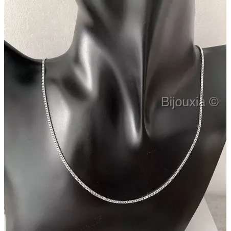 Chaîne Gourmette Robuste 1.80MM Argent Massif Rhodié Longueur CHOIX 40/45/50/55/60CM
