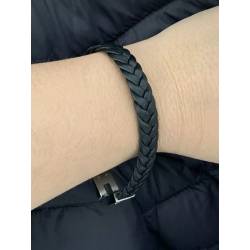 Bracelet 21CM Homme/Femme CUIR Tressé et Acier Inoxydable