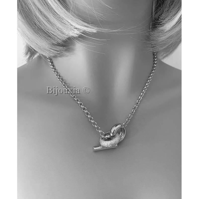 Pendentif Argent 925, Céramique Bleue Et Zirconium – Neuf, Chaîne En Option