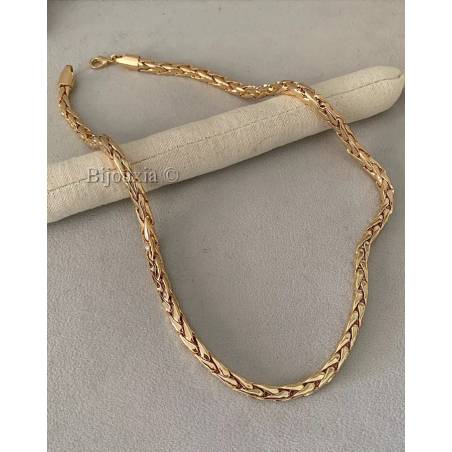 Collier Maille Palmier Plaqué Or 18 carats 45CM X 5MM Bijoux Femme