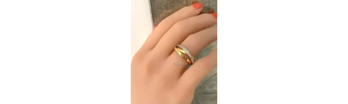 Bague 3 anneaux ZIRCONIUM Plaqué or 18 Carats Bijoux CHOIX