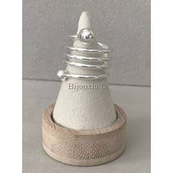 Bague Large Multi Rangs Boules En Argent Massif 925/000 Tailles 50 à 60