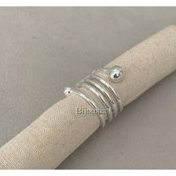 Bague Large Multi Rangs Boules En Argent Massif 925/000 Tailles 50 à 60