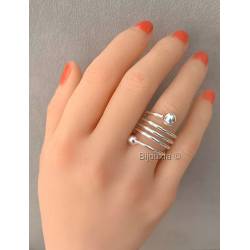 Bague Large Multi Rangs Boules En Argent Massif 925/000 Tailles 50 à 60