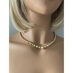 Collier Chute Boules Lisses et Granitées En Plaqué or 750/1000