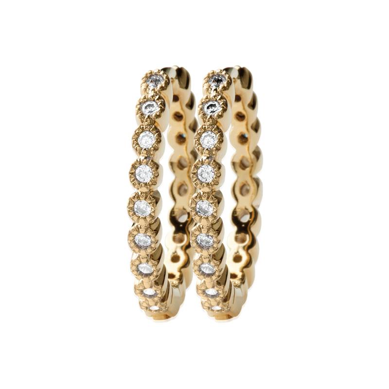 Boucles D'oreilles Créoles Microserti Zirconium Plaqué or 18 CARATS