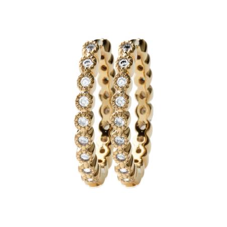 Boucles D'oreilles Créoles Microserti Zirconium Plaqué or 18 CARATS