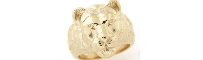 Chevalière LION En Plaqué Or 18 CARATS Tailles 52 à 72