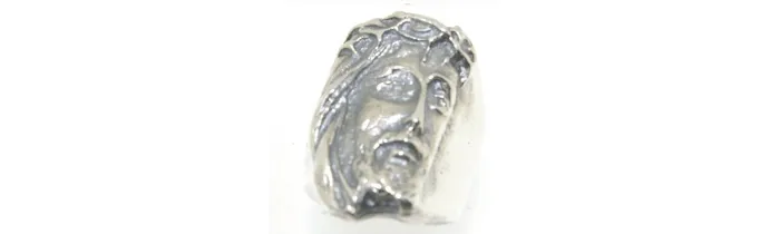 Grosse Chevalière Tête Jésus Christ En Argent 925/000 MASSIF Tailles 52 à 72
