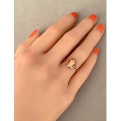 Bague Camée Rouge Et Plaqué or 18 Carats Tailles 50 à 66