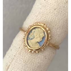 Bague Symbole Camée Bleu En Plaqué or 18 Carats 750/1000