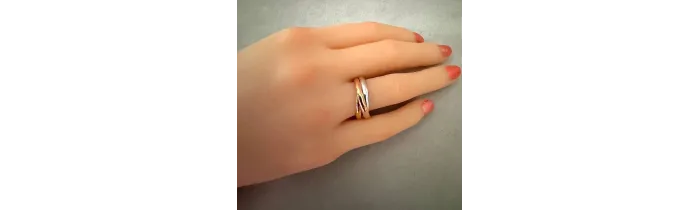 Bague 3 Anneaux Tricolore Argent 925 et Plaqué or 18 Carats T48 à 70