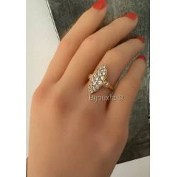 Bague MARQUISE ZIRCONIUM Plaqué or 18 CARATS Tailles 48 à 64