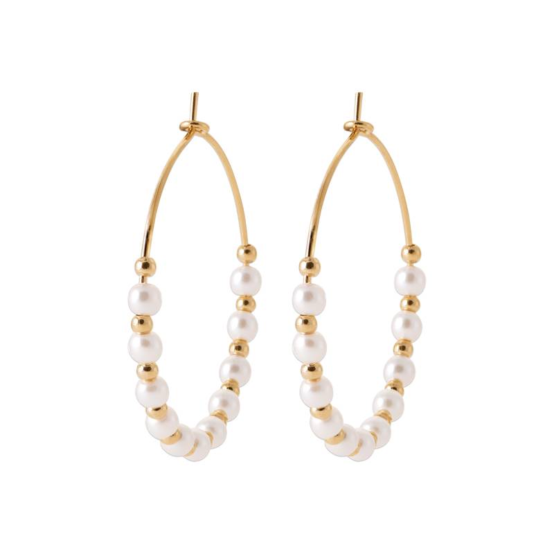 Créoles Contour Perles d'imitation En Plaqué or 18 Carats 750/000