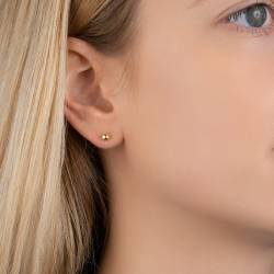 Boucles D'oreilles Boules 4MM Plaqué Or 18 carats 750/000