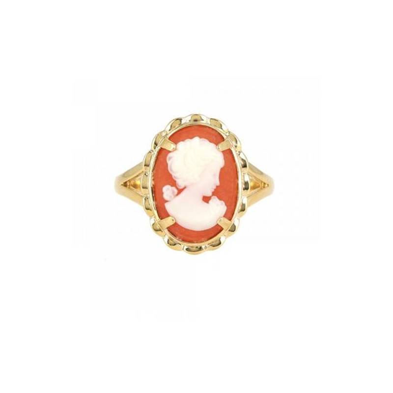 Bague Camée Rouge Cornaline En Plaqué or 18 Carats Tailles au choix