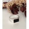 Bague Chevalière Argent Massif 925/1000 et Onyx Poinçonné