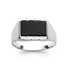 Bague Chevalière Argent Massif 925/1000 et Onyx Poinçonné