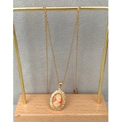 Pendentif Camée Rouge En Plaqué Or 18 Carats 750/000