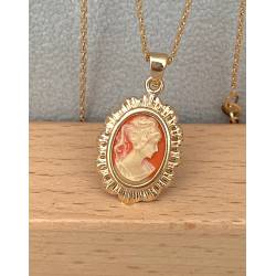 Pendentif Camée Rouge En Plaqué Or 18 Carats 750/000