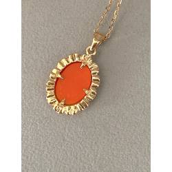 Pendentif Camée Rouge En Plaqué Or 18 Carats 750/000