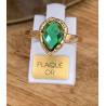 Bague Goutte D'eau Cristal Vert Émeraude Zirconium Plaqué or 18 Carats 750/000