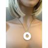 Collier Grand Pendentif Cercle En Pure Céramique Blanche Bijoux Femme