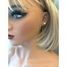 Boucles D'oreilles 7MM Puces Cristal Zirconium Rond Plaqué Or 18 carats 750/1000