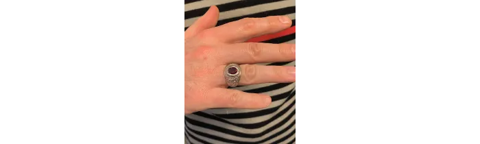 Chevalière US Américaine En Argent 925/000 Pierre Rouge Rubis Tailles 52 à 72