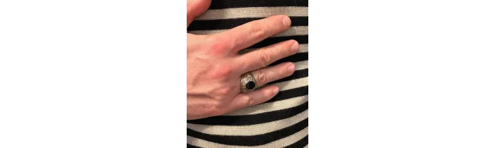 Chevalière US Américaine En Argent 925/000 Onyx Tailles 52 à 70
