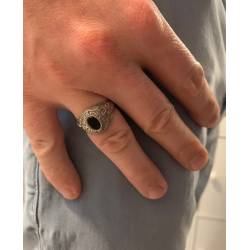 Chevalière US Américaine En Argent 925/000 Onyx Tailles 50 à 70