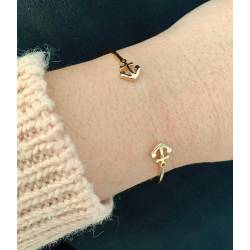 Bracelet Symbole Ancre Marine En Plaqué or 18 Carats 750/1000