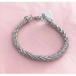 Bracelet Maille Palmier En Argent Massif 925/1000 Rhodié