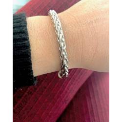 Bracelet Maille Palmier En Argent Massif 925/1000 Rhodié