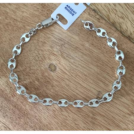 Bracelet Grain De Café 21CM x 6MM Argent Massif 925/000 Rhodié
