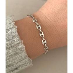 Bracelet Grain De Café 21CM x 6MM Argent Massif 925/000 Rhodié