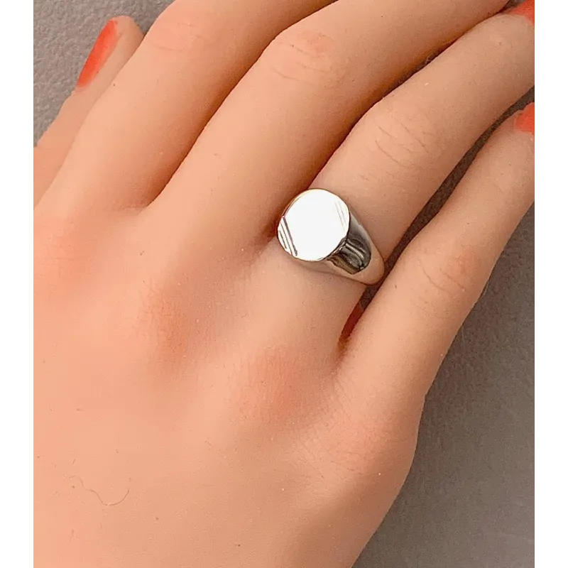Bague Chevalière Ronde Pour Enfants En Argent 925 - Avec CZ, Tailles 0.5 à 4 - Neuf Avec étiquettes