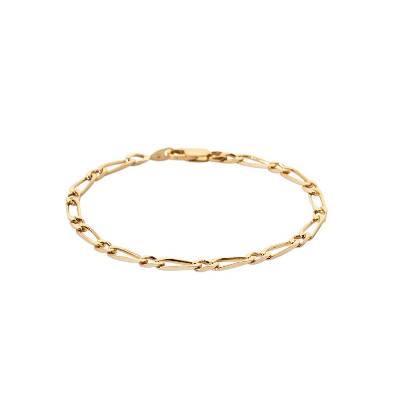 Bracelet Maille Alternée 1-1 Figaro 21cm x 4mm Plaqué or 18 Carats