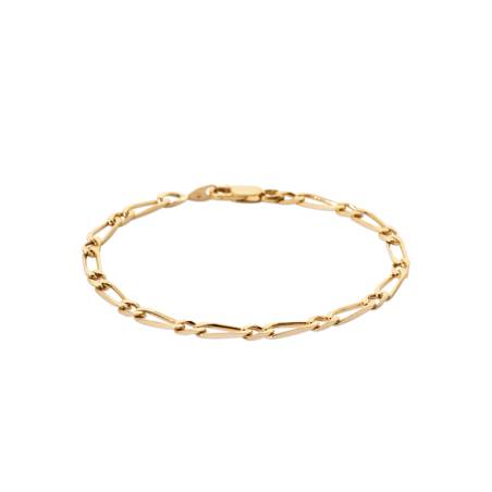 Bracelet Maille Alternée 1-1 Figaro 21cm x 4mm Plaqué or 18 Carats