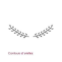 Boucles D'oreilles Feuilles De Laurier en Argent Massif 925/000 Rhodié