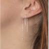 Boucles D'oreilles Double Chaîne Traversante Triple Boules En Argent Massif 925/000