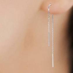 Boucles D'oreilles Chaînes Traversante En Argent Massif 925/000