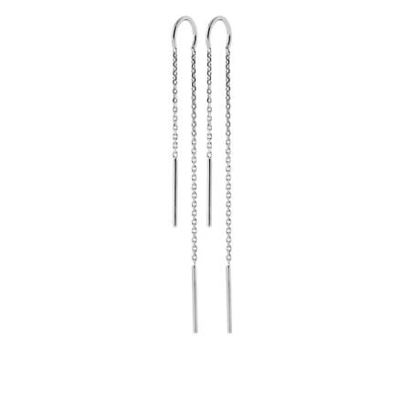 Boucles D'oreilles Chaînes Traversante En Argent Massif 925/000