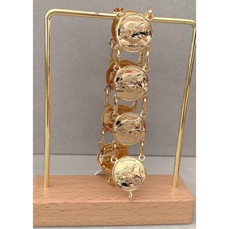 Bracelet Pièces Imitation Louis d' Or Plaqué Or Bijoux Mixte NEUF