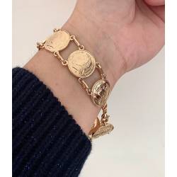 Bracelet Pièces Imitation Louis d' Or Plaqué Or Bijoux Mixte NEUF